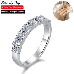 Serenity 0.7ct D Color Moissanite Rings For Women gift Solid S925 Silver Sparkling Lab Diamond Row Rings Plated 18k Fine Jewelry