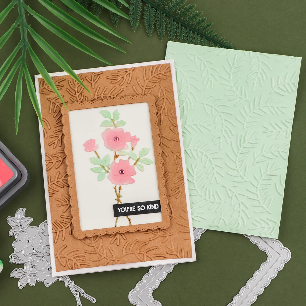 3D Embossing Folder Fruit Foliage Leafy Background Pattern for DIY Scrapbooking Paper Card Adding Textured Album Decor Crafting