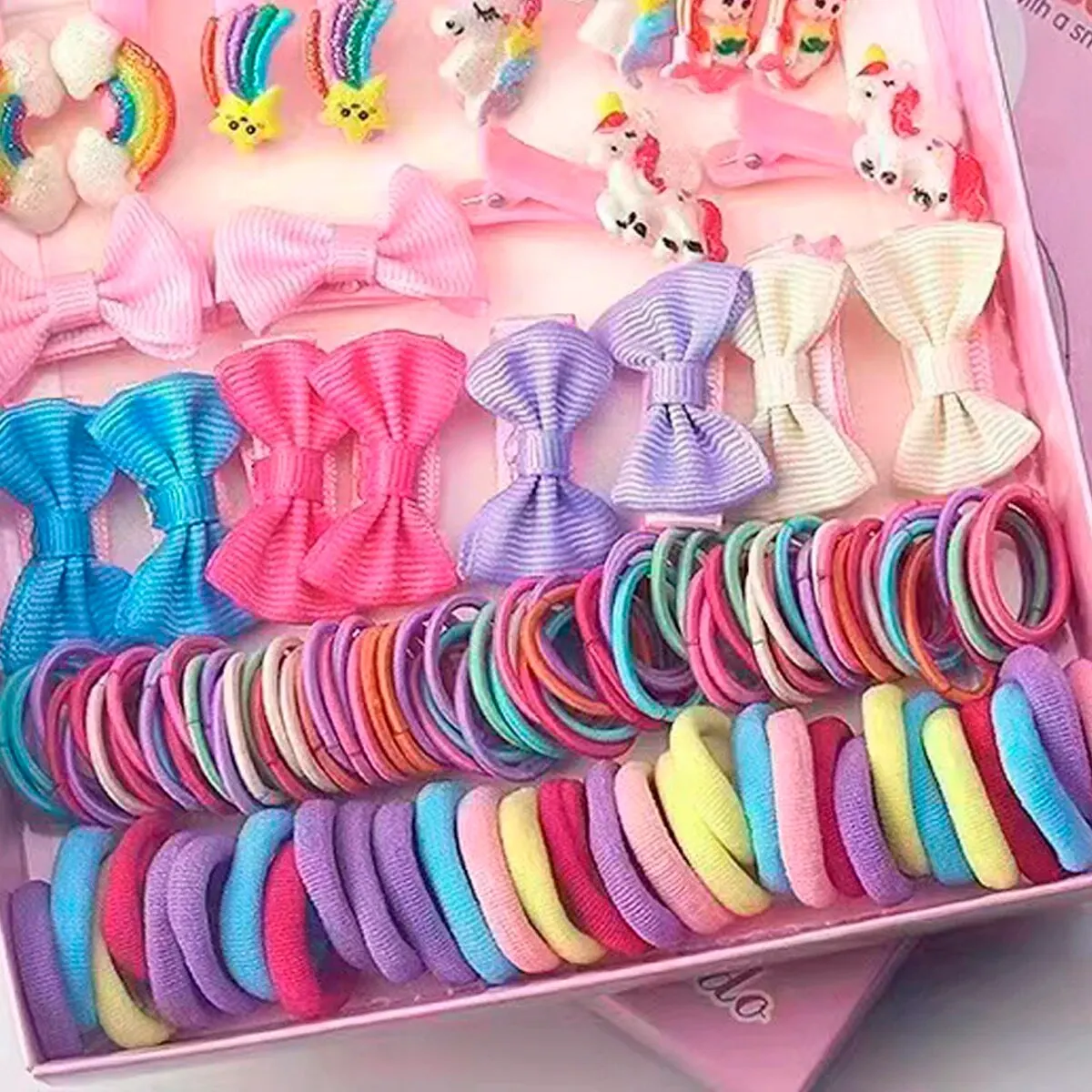 170pcs Children\'s Accessories Hair Clip Hair Card Princess Hair Rope Gift Box Side Clip Hair Accessories Combination Set