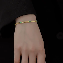 Braccialetto con ciondoli italiani bracciale con osso di serpente in zircone verde acciaio al titanio 316L per donna regalo di gioielli di moda placcato oro 18 carati