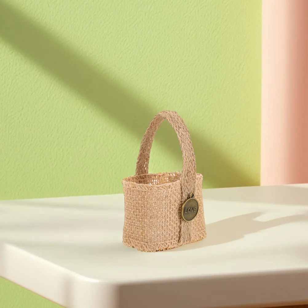 

Candy Bag Flower Basket Burlap Christmas Party Decoration for Ceremony Accessory