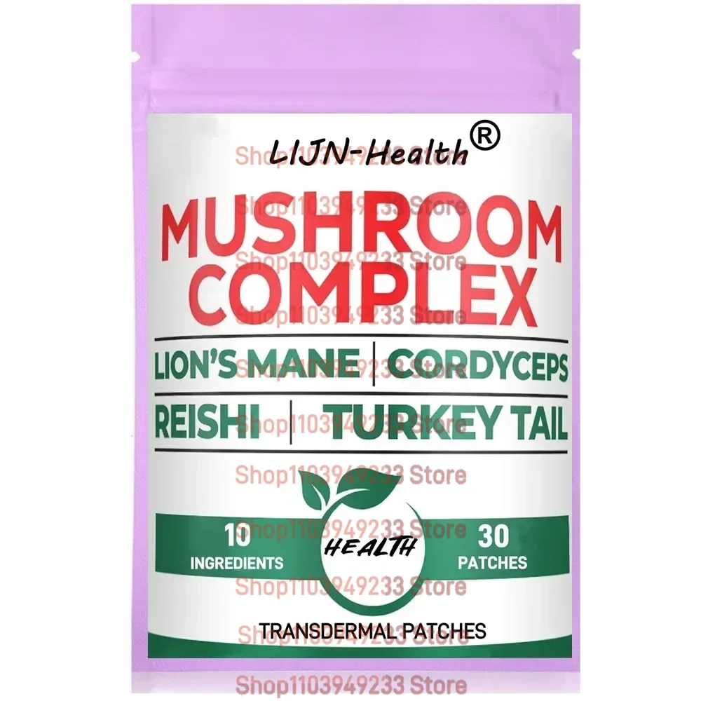 30 plastrów 10 w 1 Lions Mane Complex Transdermal Patches - Mieszane z Cordyceps Sinensis, Reishi Mushroom Turkey Tail Mushroom
