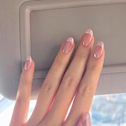 10Pcs Hot Sale New Handmade Press on Nails Pink French Oval False Nails Artificial Wearable Manicure Nail Tips Art