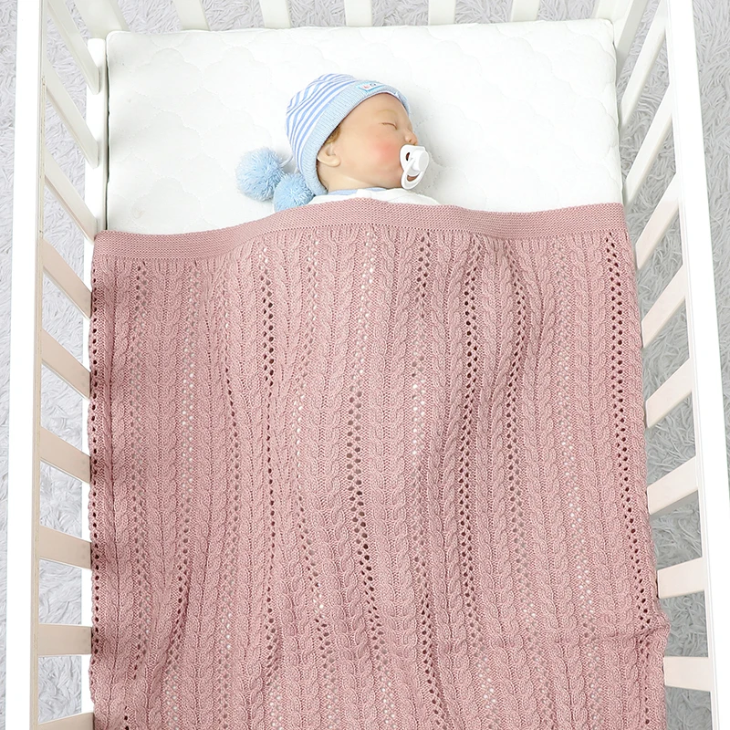 Anti-pilling Soft 0-24 Months Newborn Boys & Girls All-season Blankets Breathable Knitted Acrylic Baby Toddler Swaddle Blankets