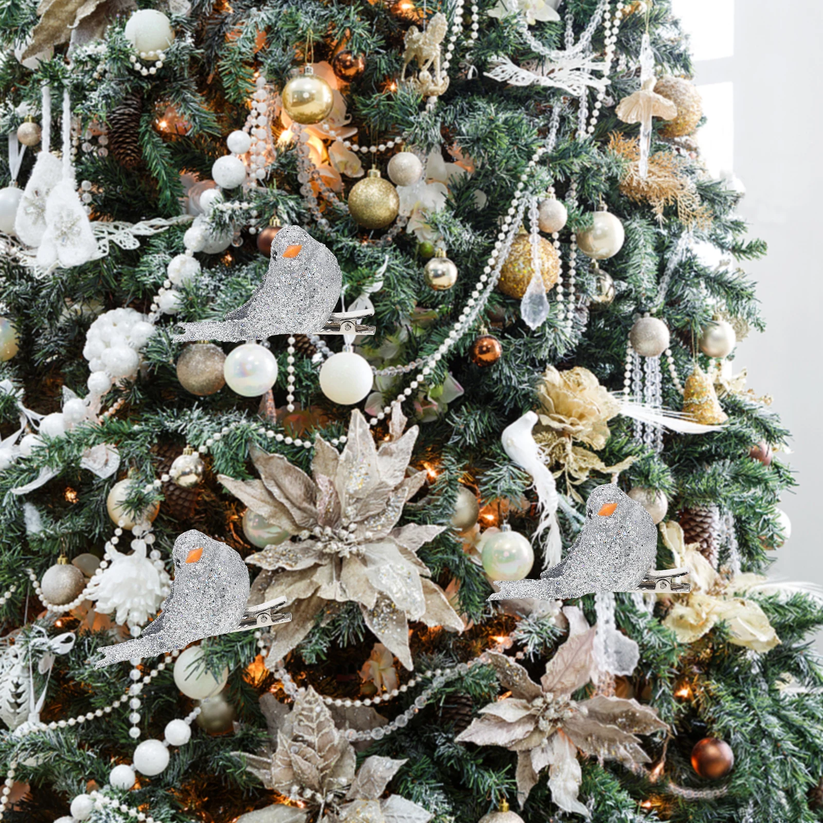 

12pcs Foam Tree Decor Realistic Christmas Scene Adornment Xmas Birds Holiday nament Scene Adornment Christmas Wreath