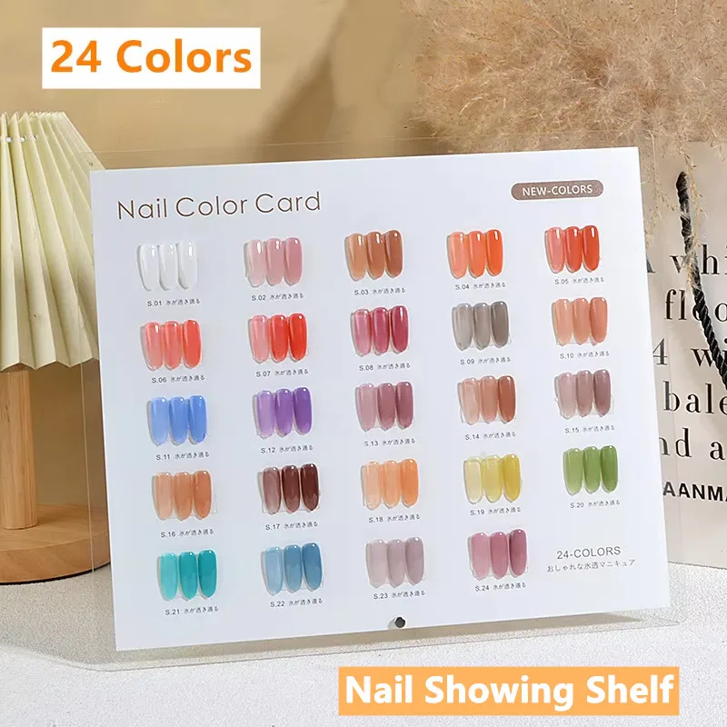 

Новая акриловая 24-цветная таблица цветов для дизайна ногтей с кронштейном, доска для демонстрации ногтей, подставка для маникюрного салона, полка для демонстрации лака для ногтей