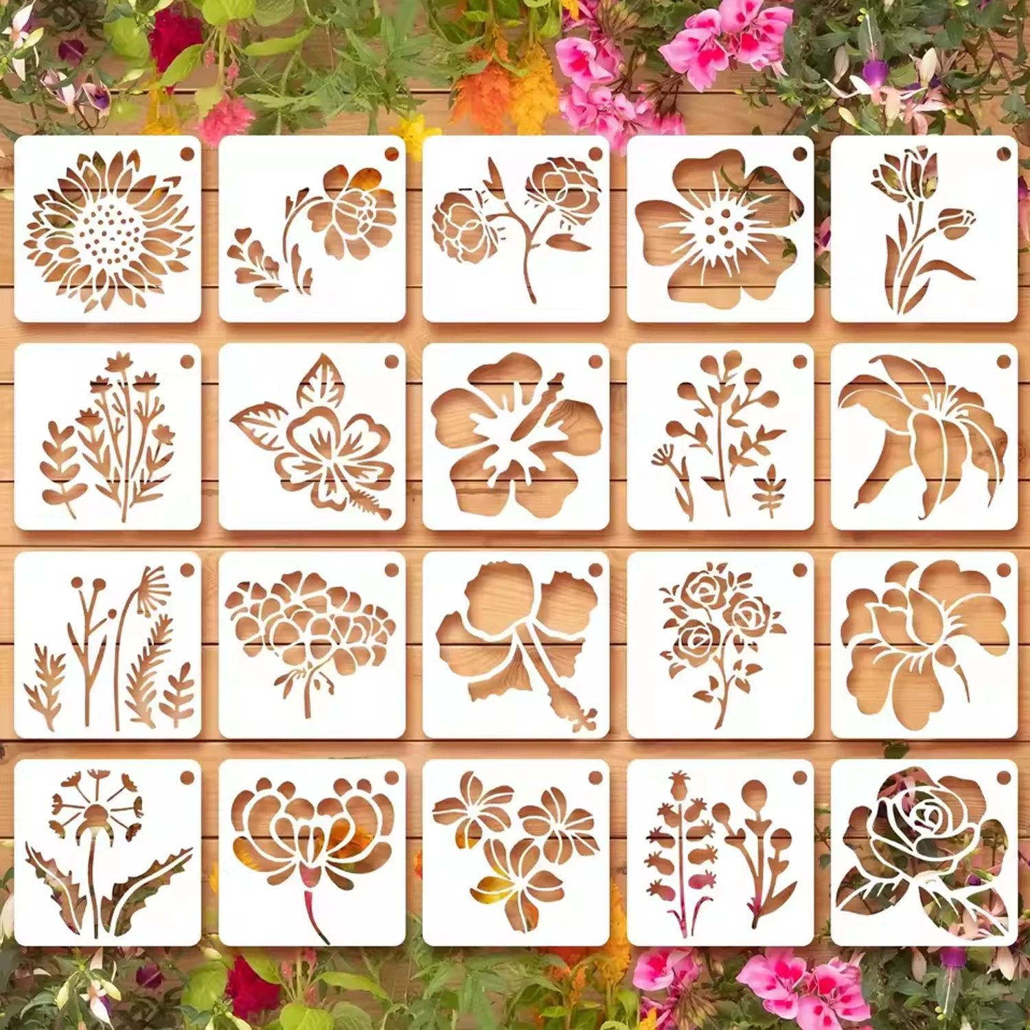 20Pcs/Set Flowers Craft DIY Layering Stencils Practical Wall Painting Scrapbook Coloring Embossing Album Decorative Art Template