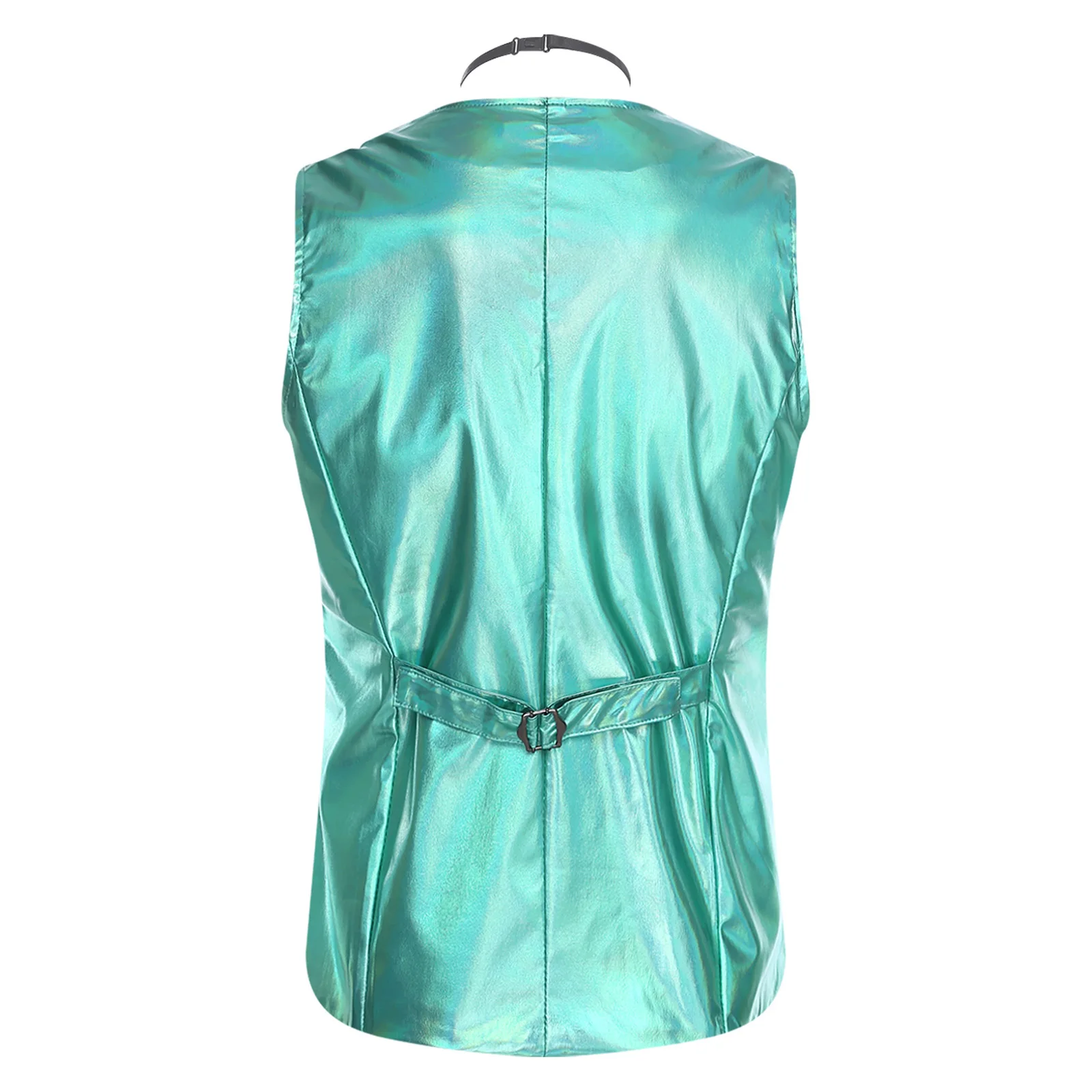 반짝이는 남성용 70년대 디스코 조끼, 글래머 폴리에스터-스판덱스 혼방, V넥 뾰족한 밑단, 웨딩, 재즈 댄스 파티, 나이트클럽용