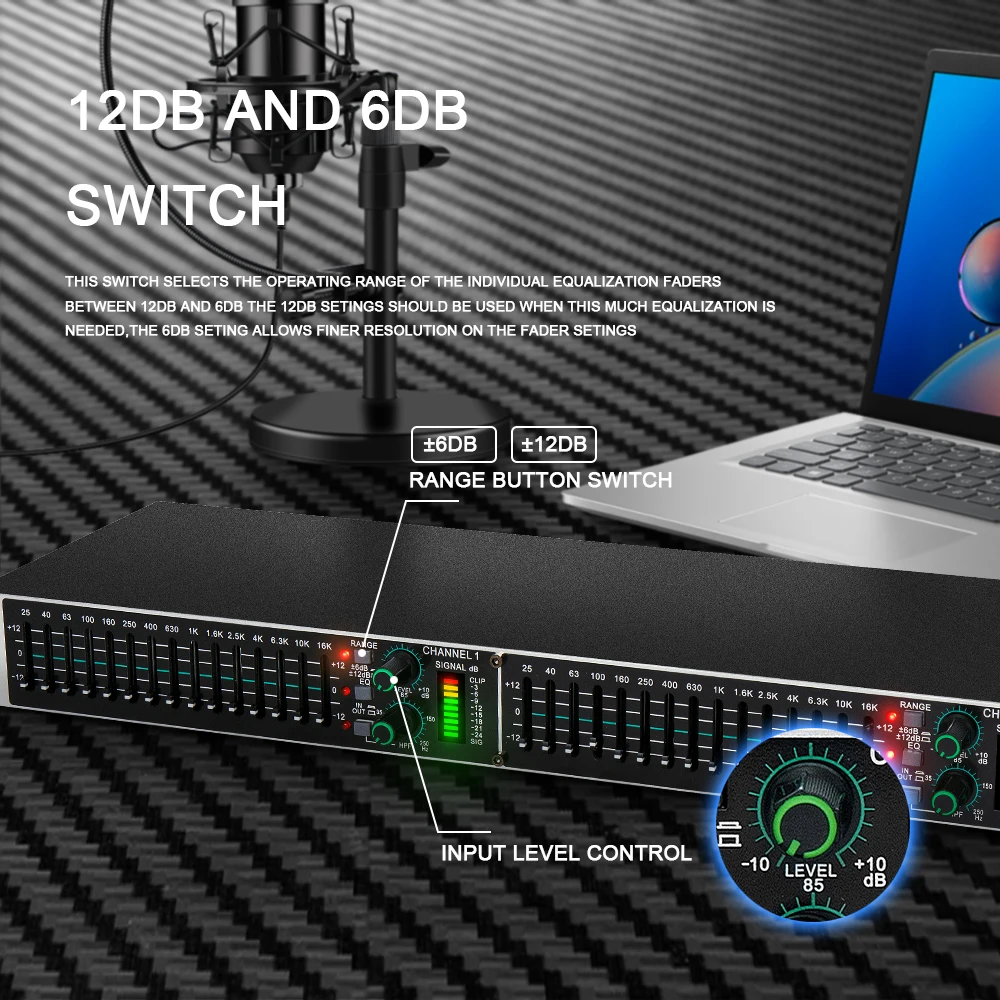 EQ215S Nuovo equalizzatore grafico doppio 15 bande bilanciato attivo Equalizzatore di potenza Processore audio digitale