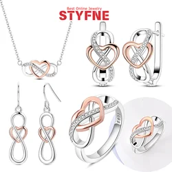 HOT S925 Silver Love & Red Heart Jewelry Sets Classic Red Earrings Rings Necklace Jewelry Trendy Valentine's Day Gifts for Women
