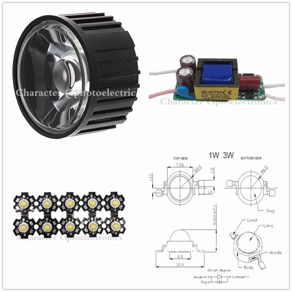 10X 3W Plant Grow Full Spectrum 380-840nm High Power LED + 10pcs lens + 1pcs 6-10x3w driver