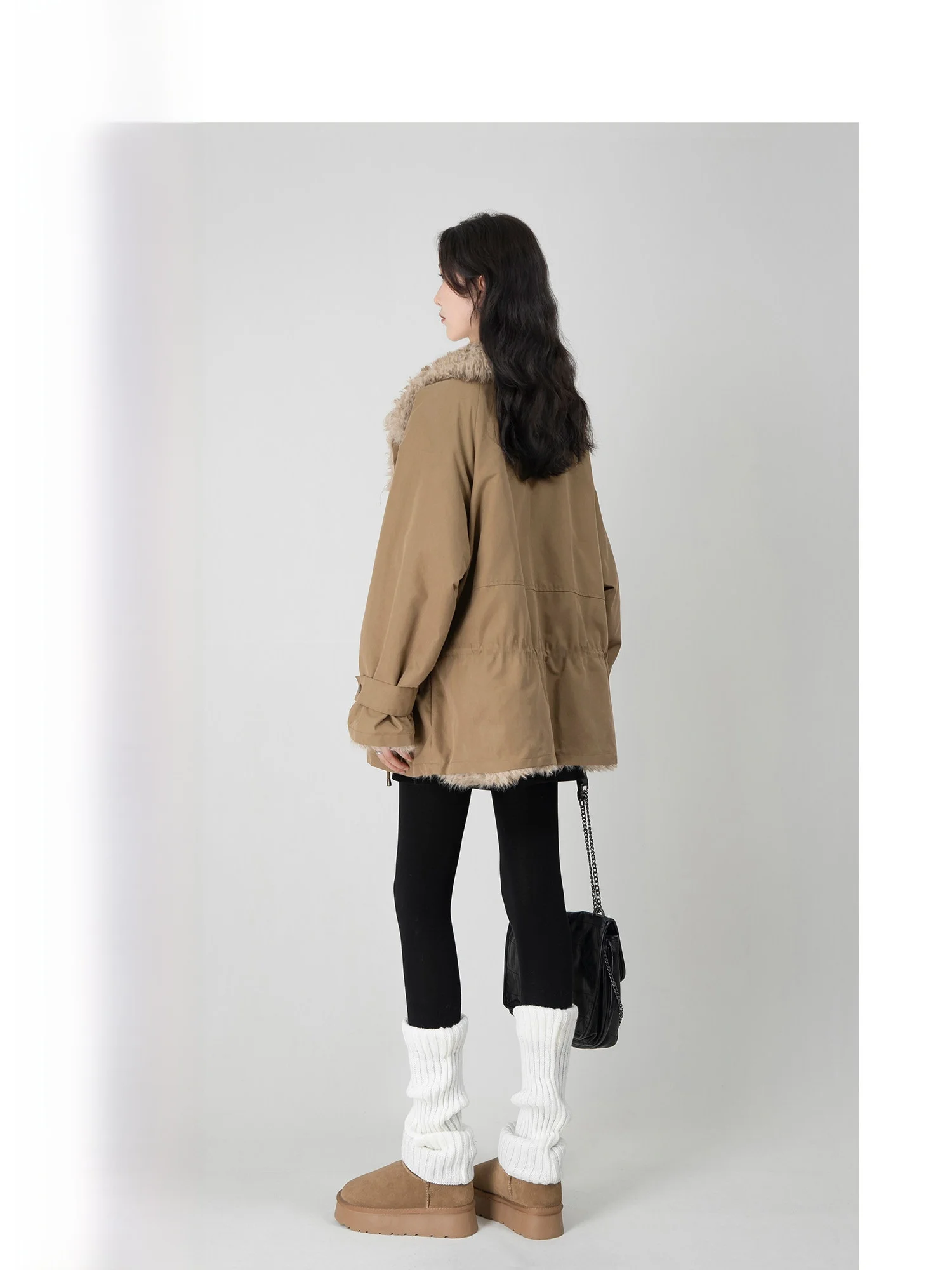 

Wavy Egg Lamb Fur Parka Women's Spring Autumn Korean Sle High-End Fce Lined Thi Warm Outerwear Long Sve Commute