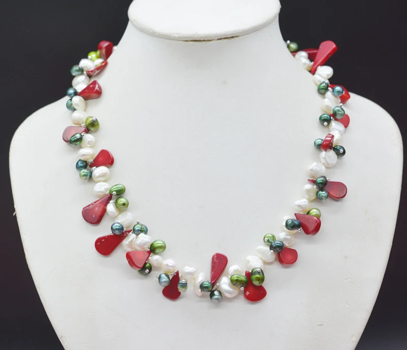 sweet. romantic  . Hawaiian style. Classic natural pearl coral necklace 18