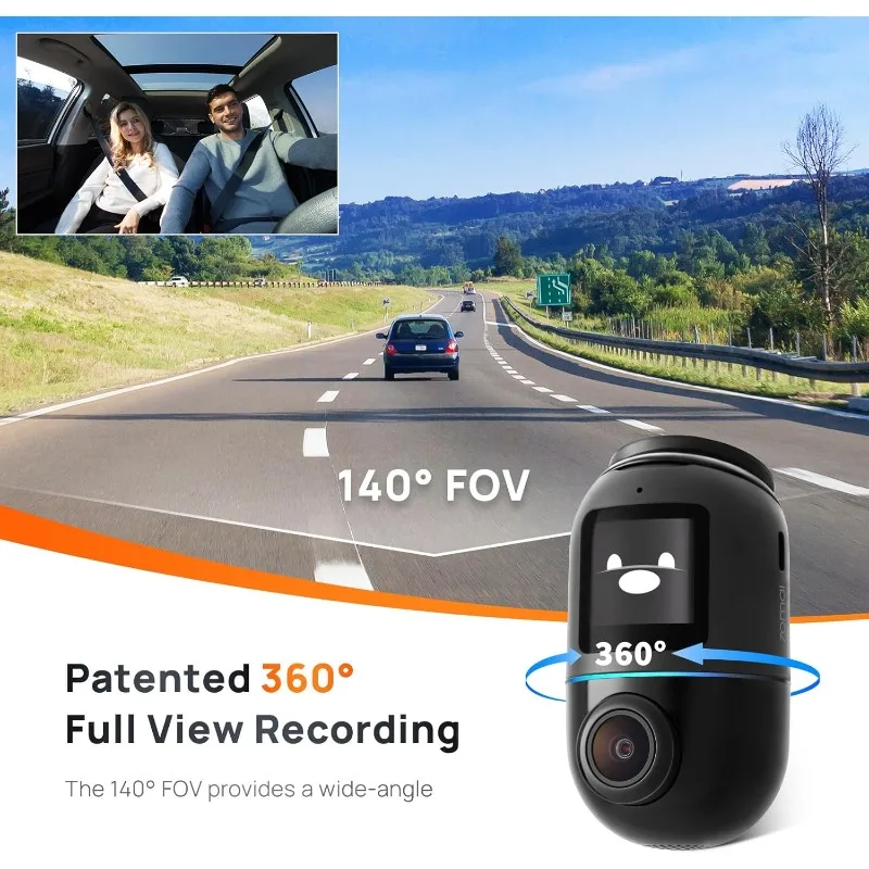 Dash Cam Omni X200, 360° Rotating, Superior Night Vision,Built-in 128GB eMMC Storage, Time-Lapse Recording