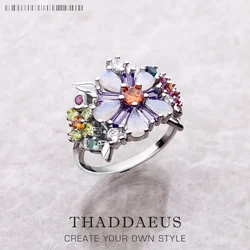 Colourful Flowers Ring 2023 Brand New Fine Jewerly Bohemia 925 Sterling Silver Gift For Women