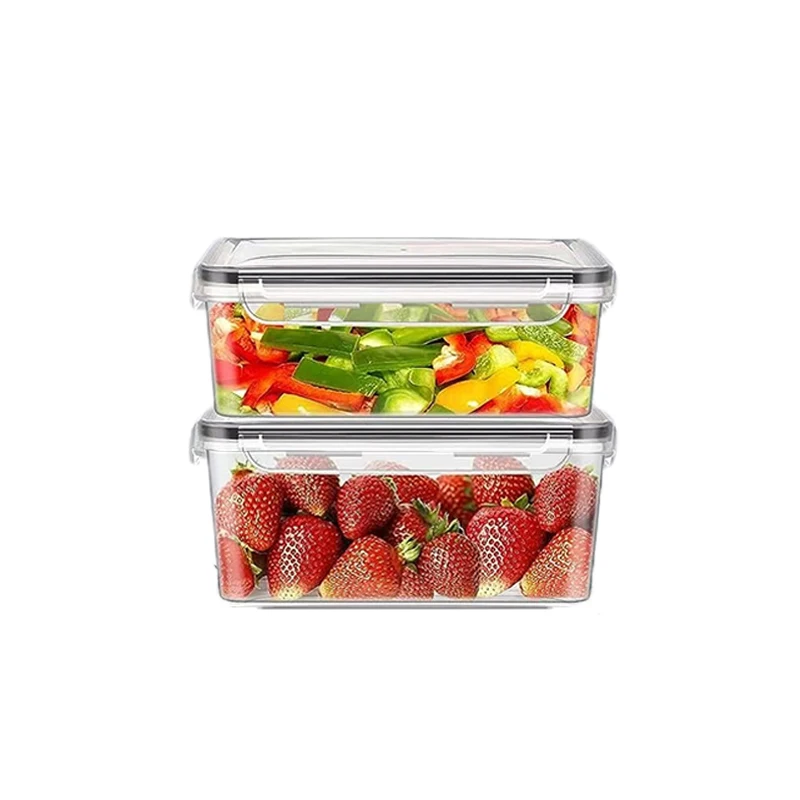 

Large Airtight Food Storage Container with Leak Resistant Locking Lid for Lunch, Meal Prep & Leftovers, 2 Pack (1.74L, 2.2L)