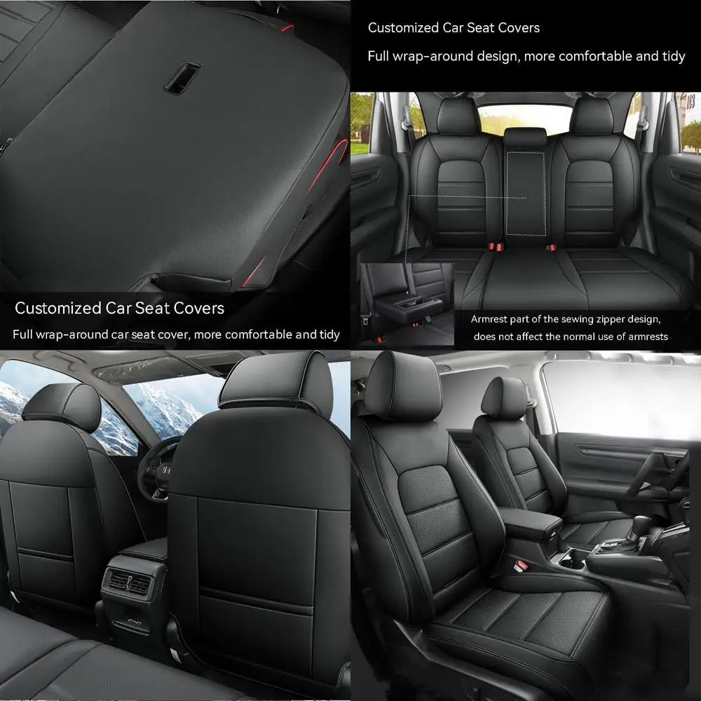 

Custom Fit CRV Seat Covers for Select Honda CRV 2023 2024 2025- Full Set,Leather (Black)