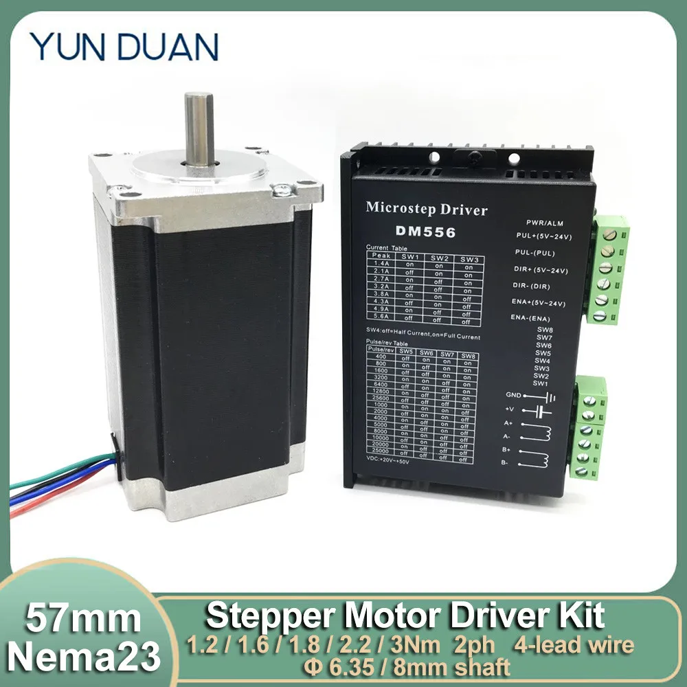 

1.2NM 1.6NM 2NM 2.8NM 3Nm Nema23 Stepper Motor Driver Set 57 Stepper Motor DM556 Digital Stepper Motor Controller for CNC Router