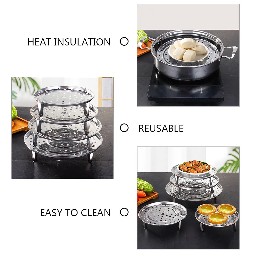 Stainless Steel Steaming Rack Sturdy Steamer Plate for Dumplings Seafood Vegetables Pot Steamer Insert Basket Kitchen Cooking