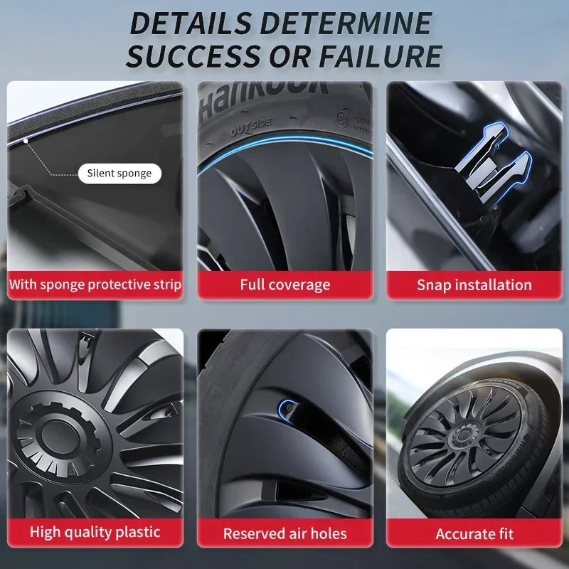 HubCap Performance Tampas De Roda, Substitutos De Automóvel, Hub, Tampa De Borda Cheia, Acessórios Para Tesla Modelo Y, 19 ", 2018-2024, 4Pcs