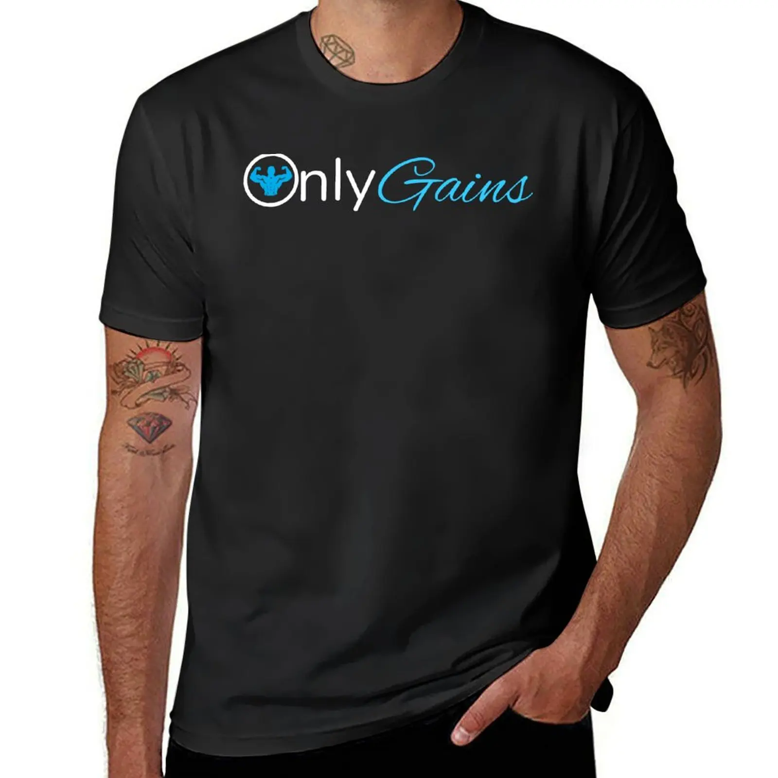 Only Gains Gym Workout Parody T-Shirt Short sleeve tee vintage clothes Men's t shirts