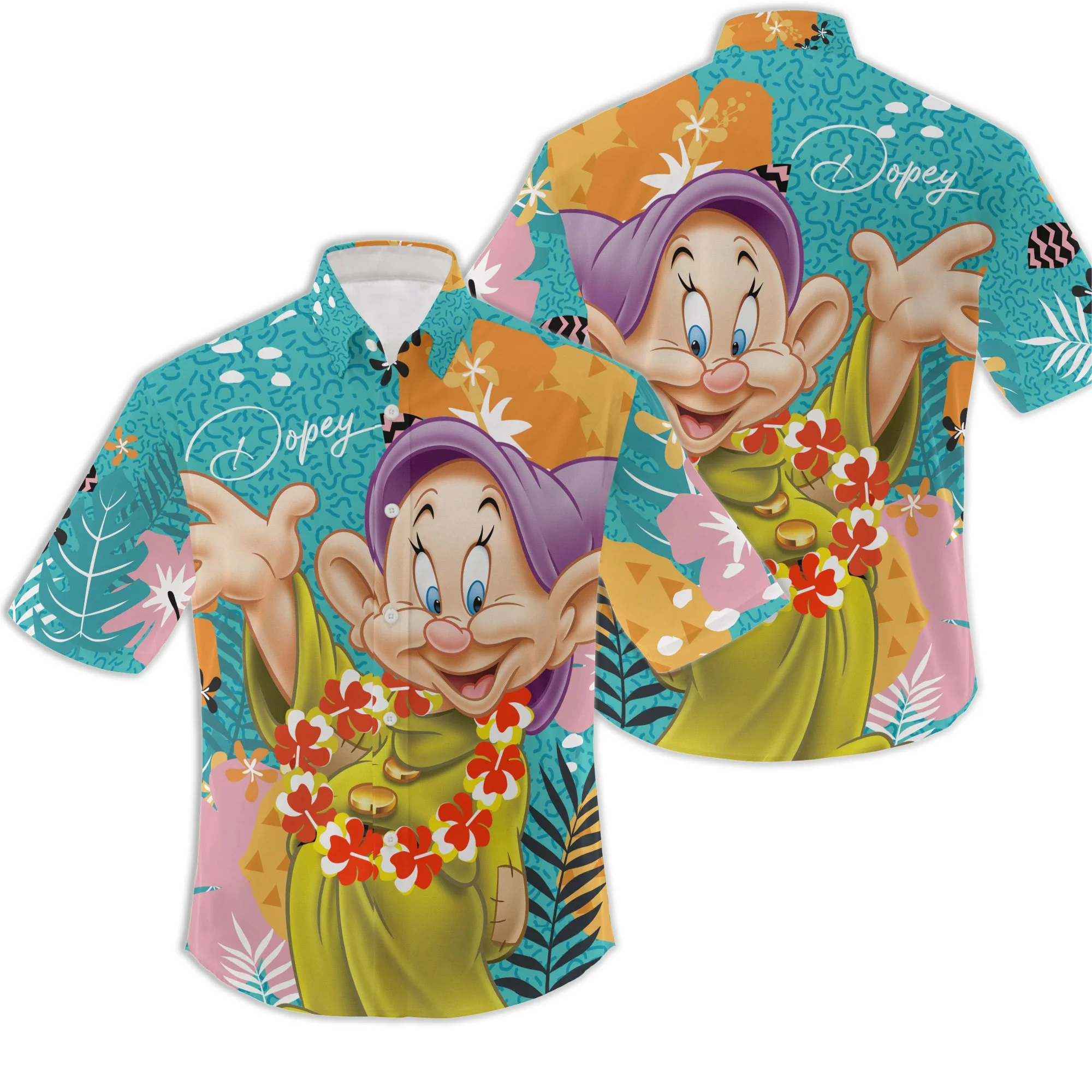 Disney Dopey Dwarf Hawaiian Shirt Men Women Short Sleeve Beach Shirt Disney Hawaiian Shirt Fashion Casual Shirt Top