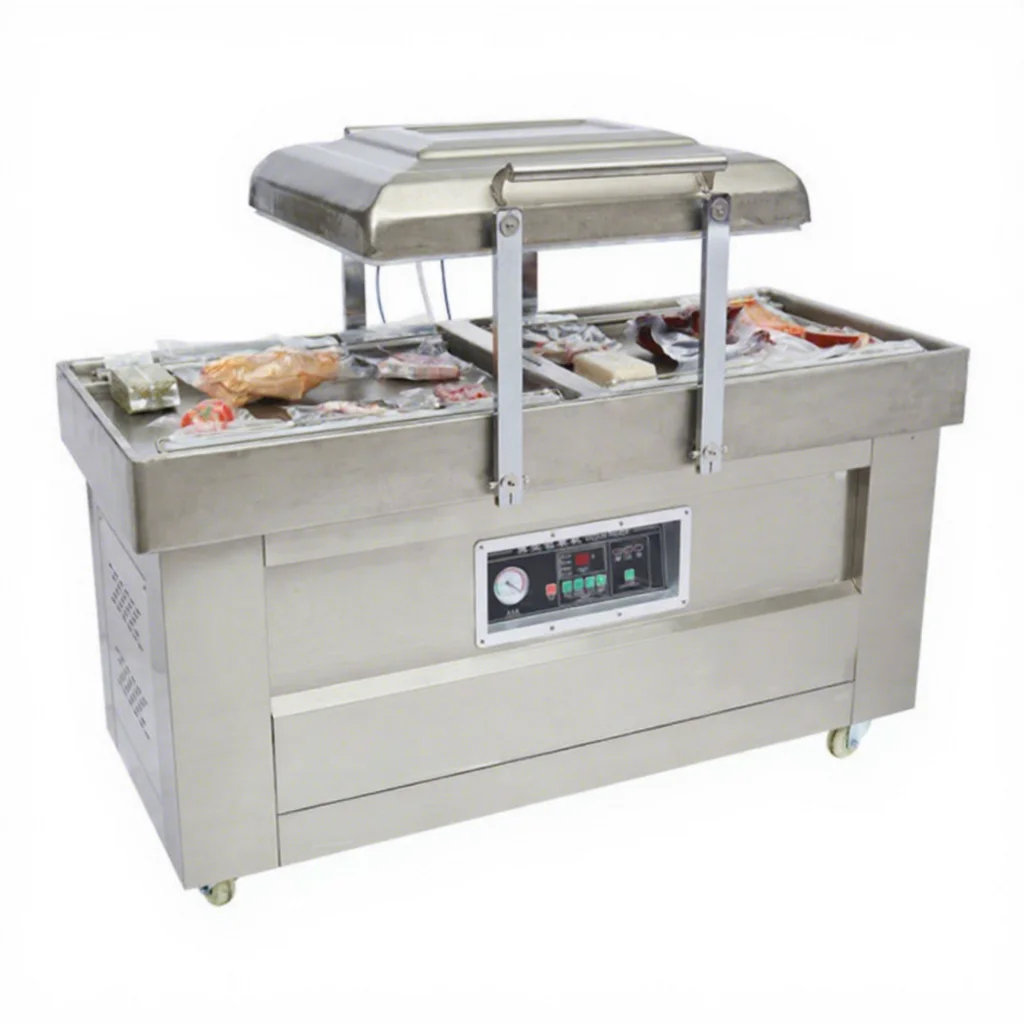 Industrial Stainless Steel Double Chamber Automatic Heavy Duty Meat Seafood Vegetable Fruit Vacuum Packing Machine