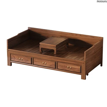 New Chinese-style solid wood sofa bed folding dual-purpose new simple multi-functional North American black walnut sofa