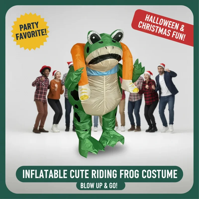

▶❤Inflatable Riding Frog Costume for Adults Kids, Blow Up Cosplay Halloween Carnival Party Props❤◀