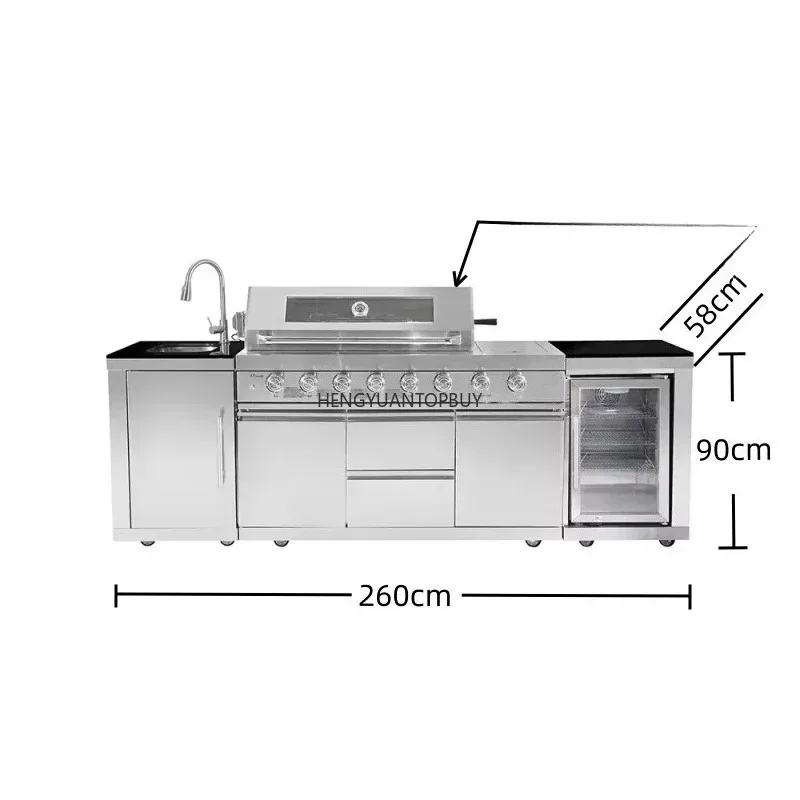 Outdoor Kitchen Modular BBQ Island Grill Drawers Sink Summer Outdoor Kitchen Kits Cabinets Accessories Equipment BBQ Grill