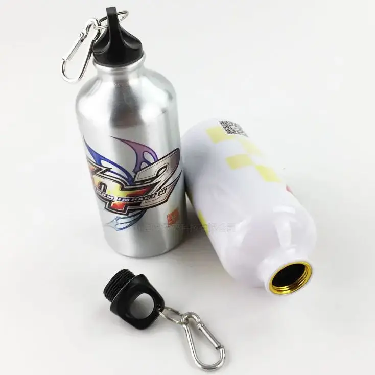 500ML Sport Bottle DIY LOGO Customized Colorful Print Photo Text Aluminium Biker Hiker Travel Outdoor Cup Portable Carabiner