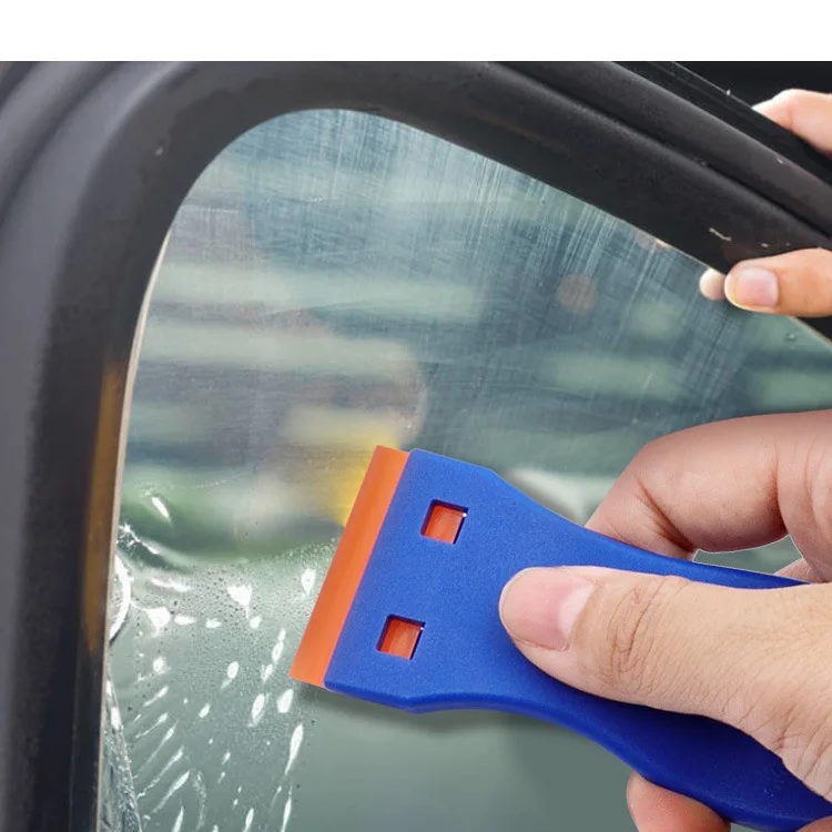 Plastic Razor Scraper Car Window Glass Label Sticker Glue Decal Cleaning Removal + 10pcs Double Edged Blades