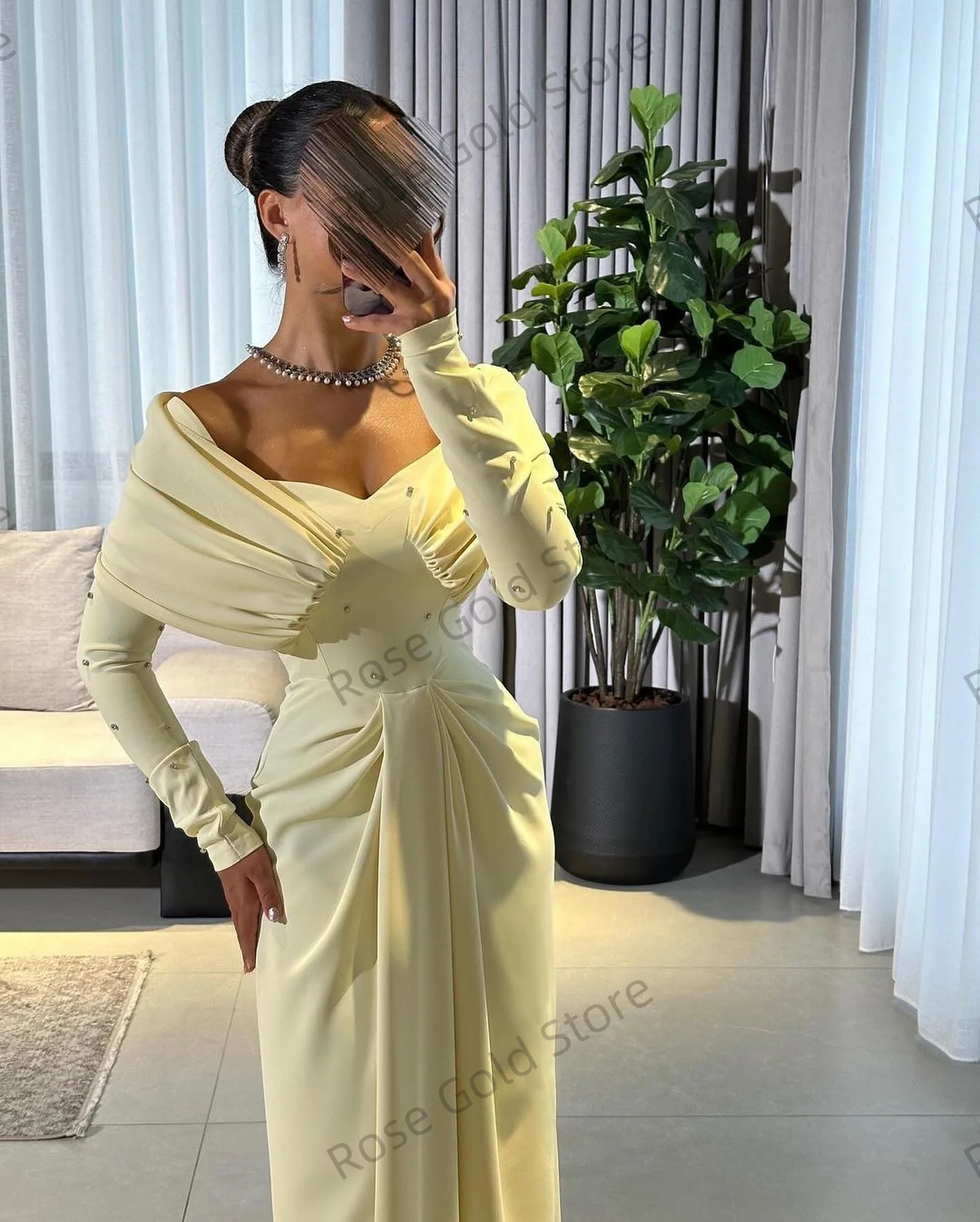 Vintage amarelo sereia vestidos de noite elegante fora do ombro babados feminino vestidos de baile personalizado celebridade casamento convidados vestidos