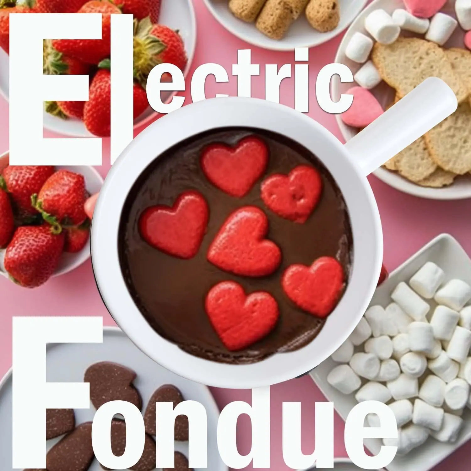 2-QT Electric Fondue Pot for Meat, 1500W Ceramic Chocolate Melting Pot with Adjustable Temperature, 6 Fondue Forks,