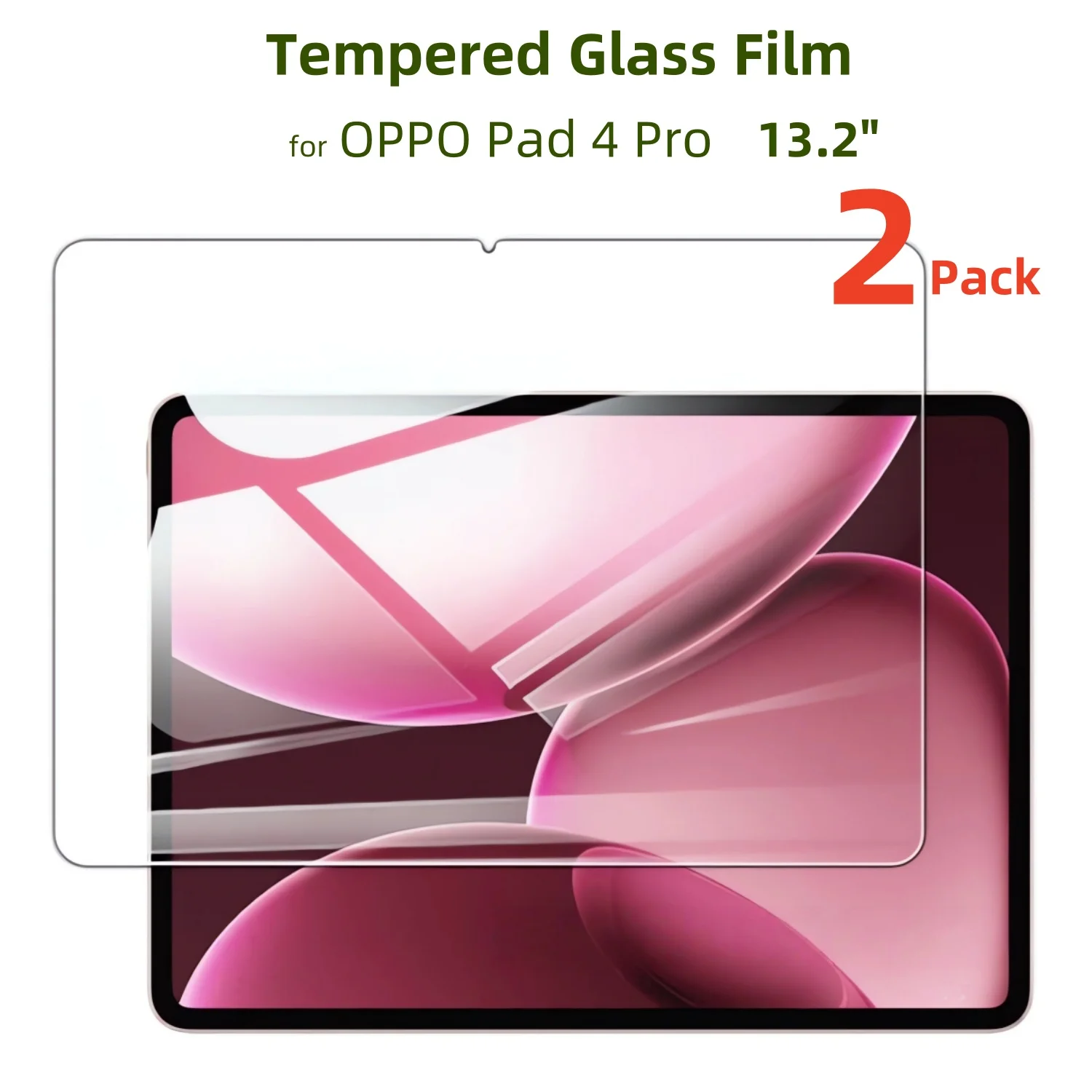 

2Piece Tempered Glass Film for OPPO Pad 4 Pro Screen Protector 13.2" HD Clear Anti-Scratch & Sensitive 9H Hardness Protectors