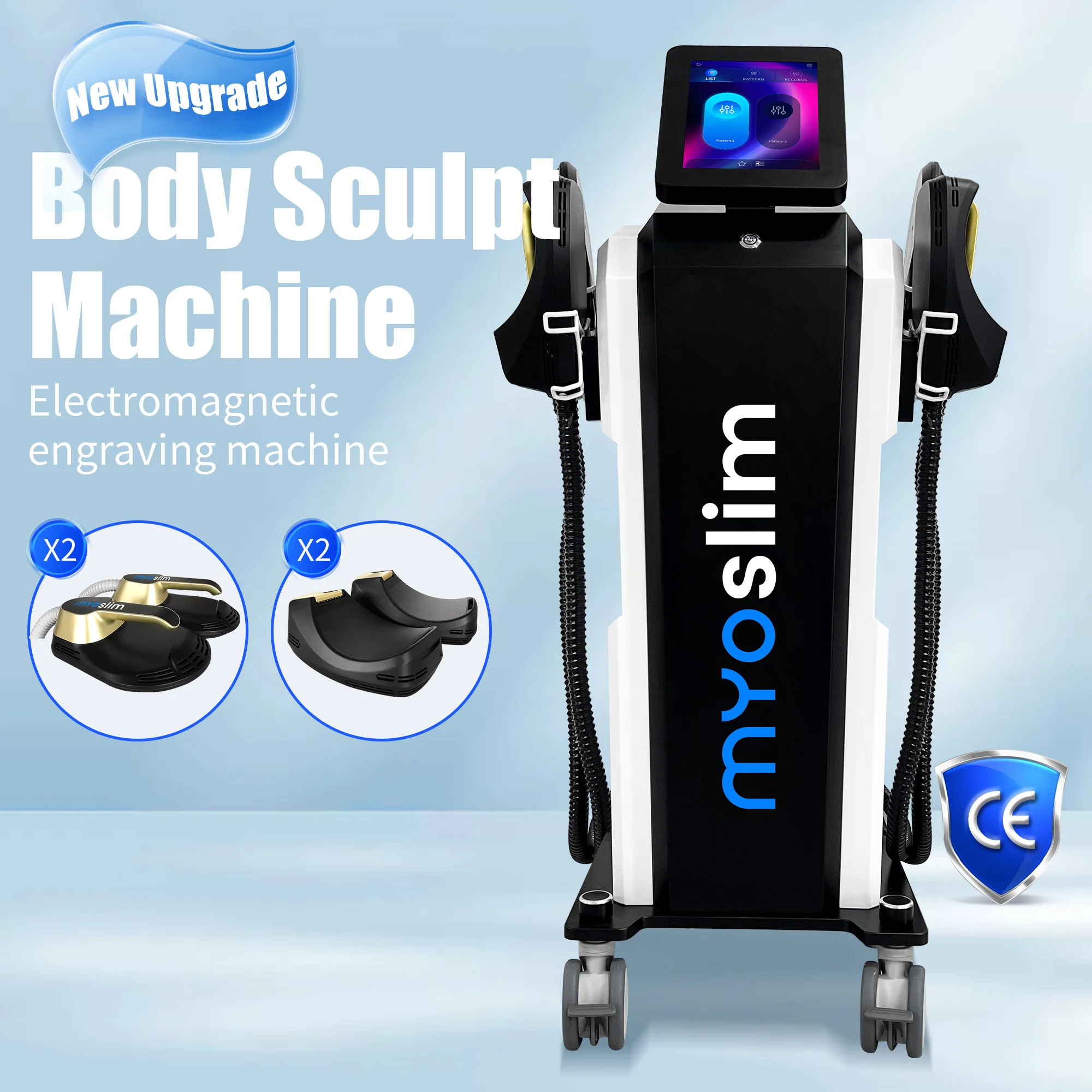 MYOslim 4 Handle RF EMS Body Sculpt Machine EMT+EMS Slimming Electromagnetic Muscle Stimulator Fat Burning Skin Tightening Waist Weight Loss