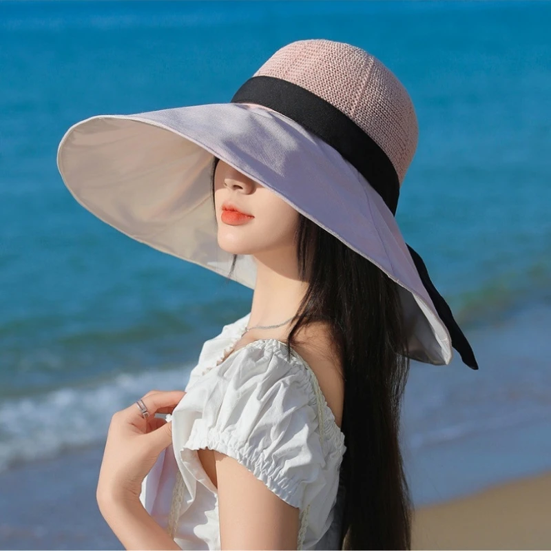 

Vacation Wind Large Brim Black Rubber Large Brim Hat Children Outdoor UPF50+ UV Protective Sun Hat