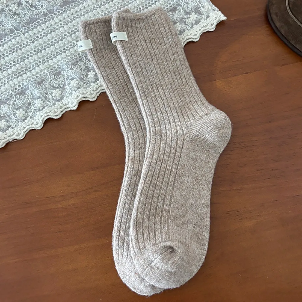 

Warm Simple Style Winter Socks Mid Tube Thick Loose Socks Solid Color Breathable Women's Socks Winter