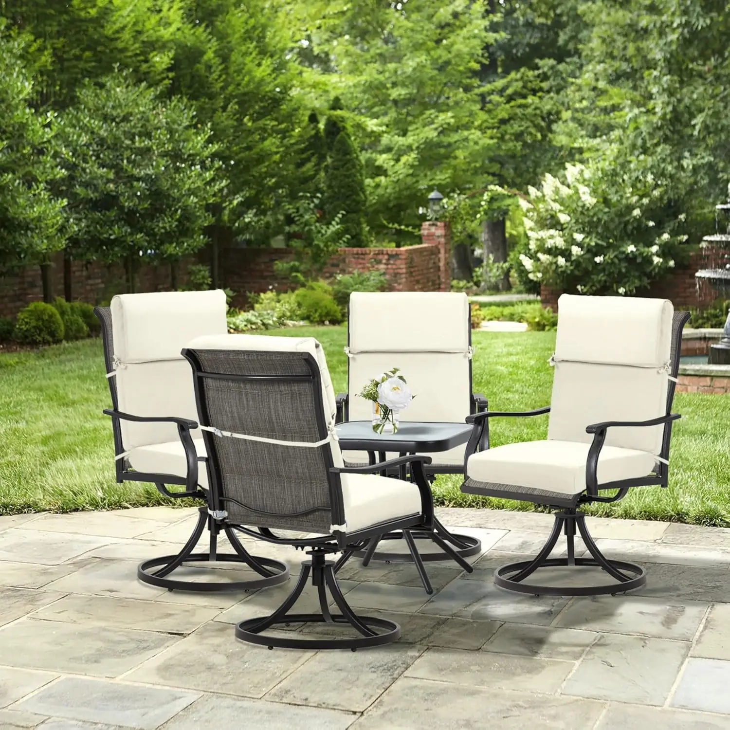 Outdoor/Indoor Rocking & Swivel Chairs, Olefin Fabric, Fade & Water Resistant, 20 x 20 Inch, Set of 4