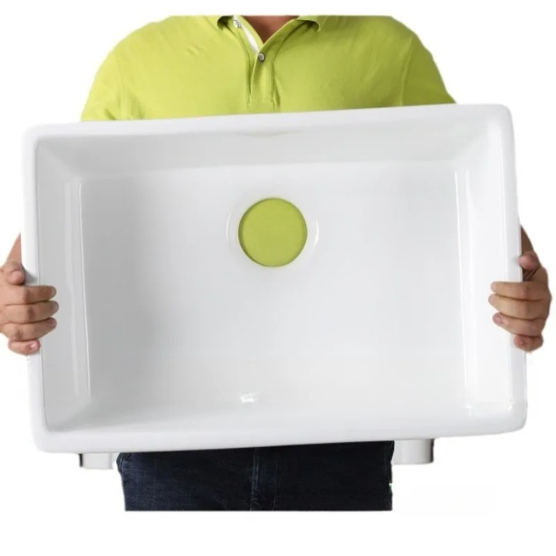 Ceramic sink single sink under the counter basin outlet kitchen household embedded large sink integrated vegetable basinkitchen