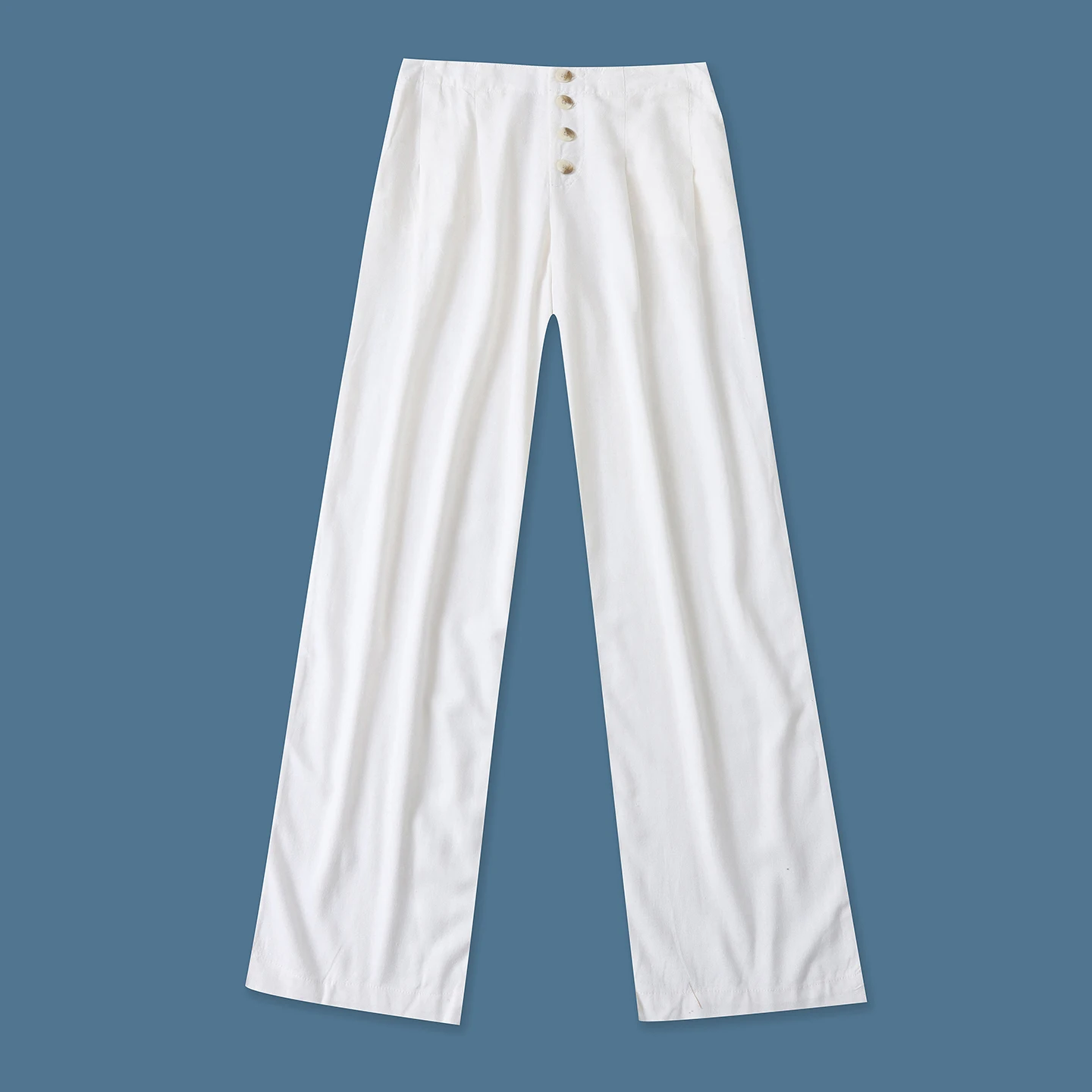 

Casual Cotton Linen Straight Leg Pants High Waist Elastic Waist Pocket Women's Spring New Style Versatile Loose Long Trousers