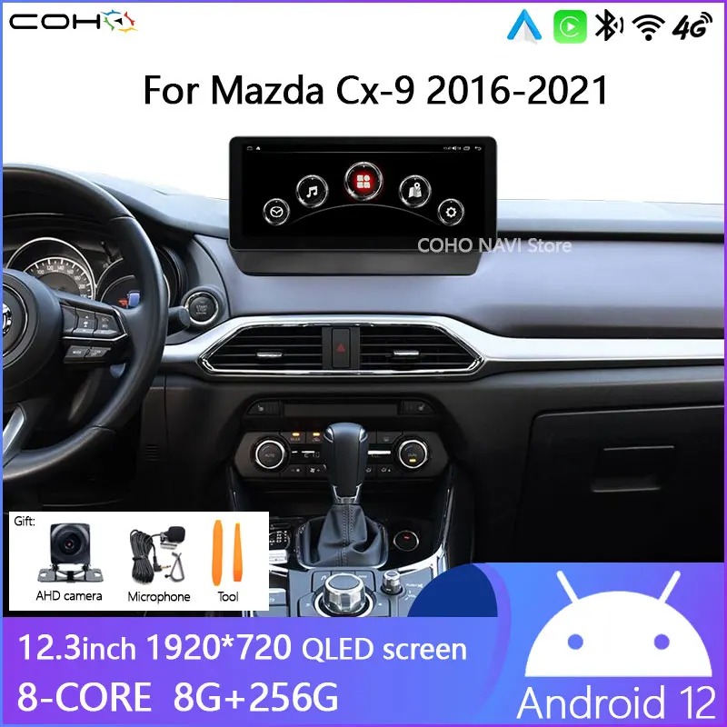 

Dual System 1920*720 For Mazda Cx-9 2016-2021 Car Radio Multimedia Video Player Navigation GPS Android12 12.3inch 8+256G