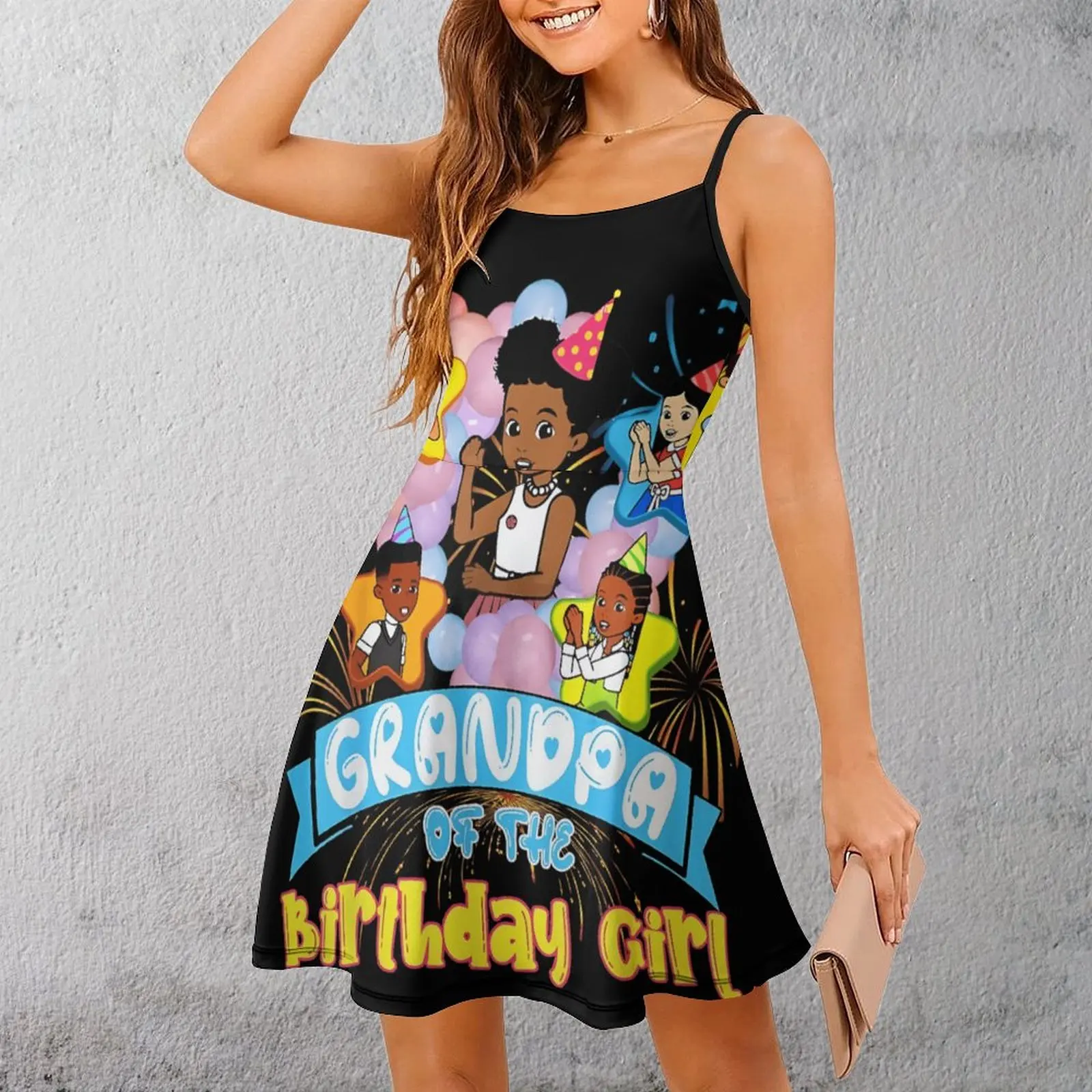

Exotic Grandpa Birthday Celebration Women's Sling Dress Humor Graphic Clubs Woman's Dress The Dress Graphic Cool