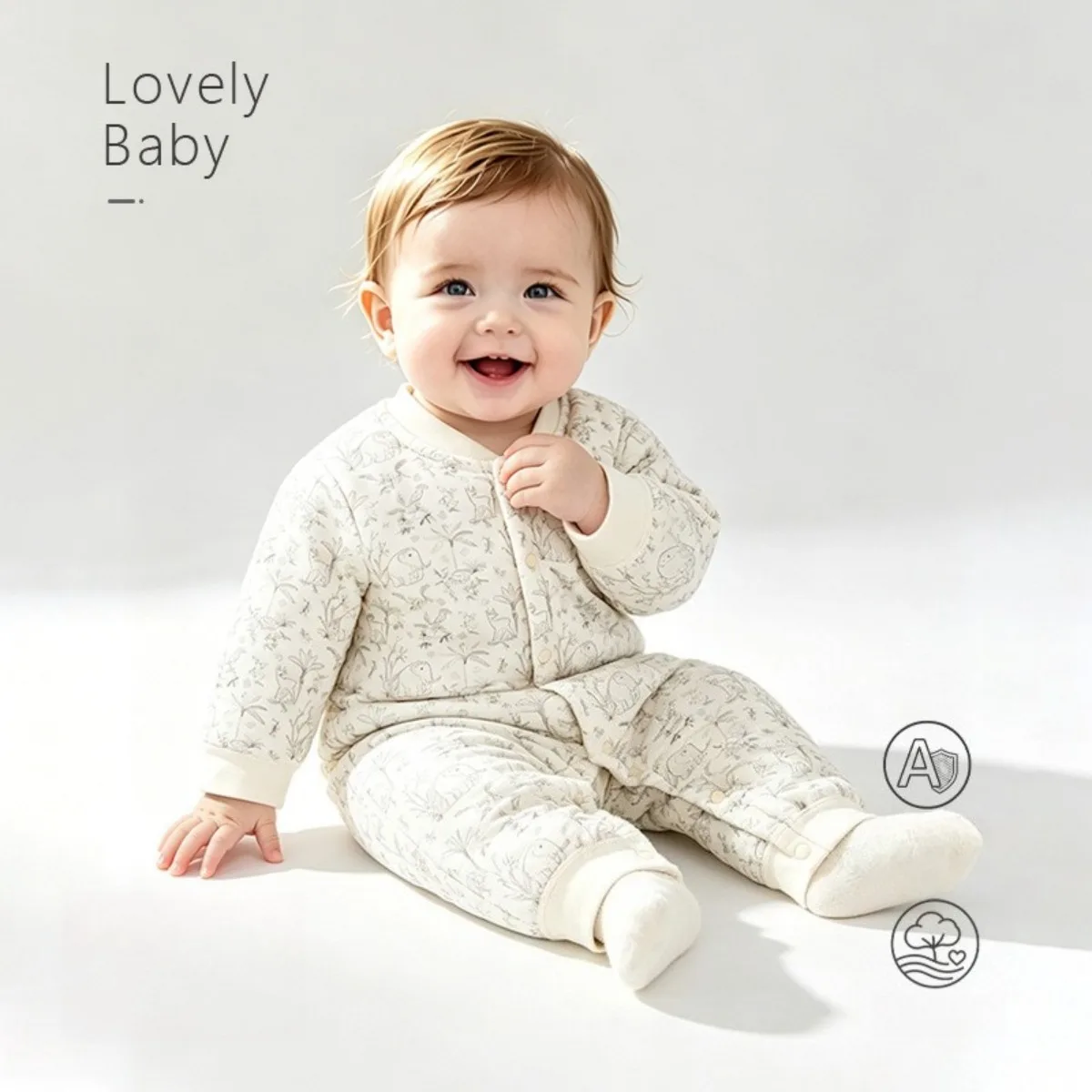 Autumn Winter Baby Romper Soft Cotton Fabric Lightly Padded Long Sleeve Onesie Cute Print Infant Sleepwear 0-18M Unisex