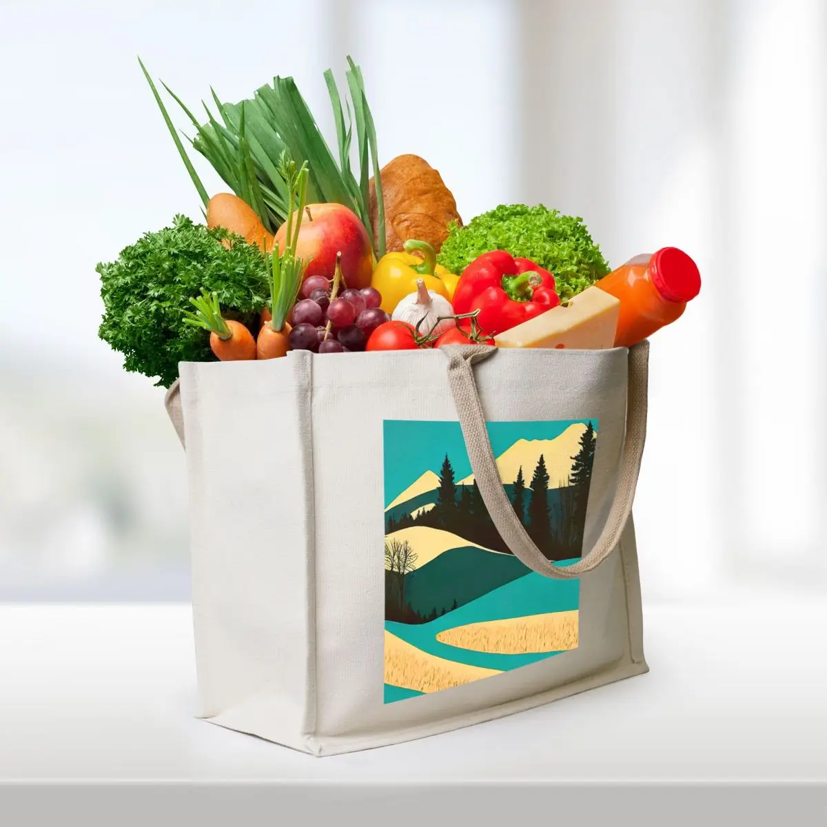 Serene Slopes: Abstract Mountain Landscape Tote Bag Portable shopping bag bags woman 2025 Customizable tote bag large tote