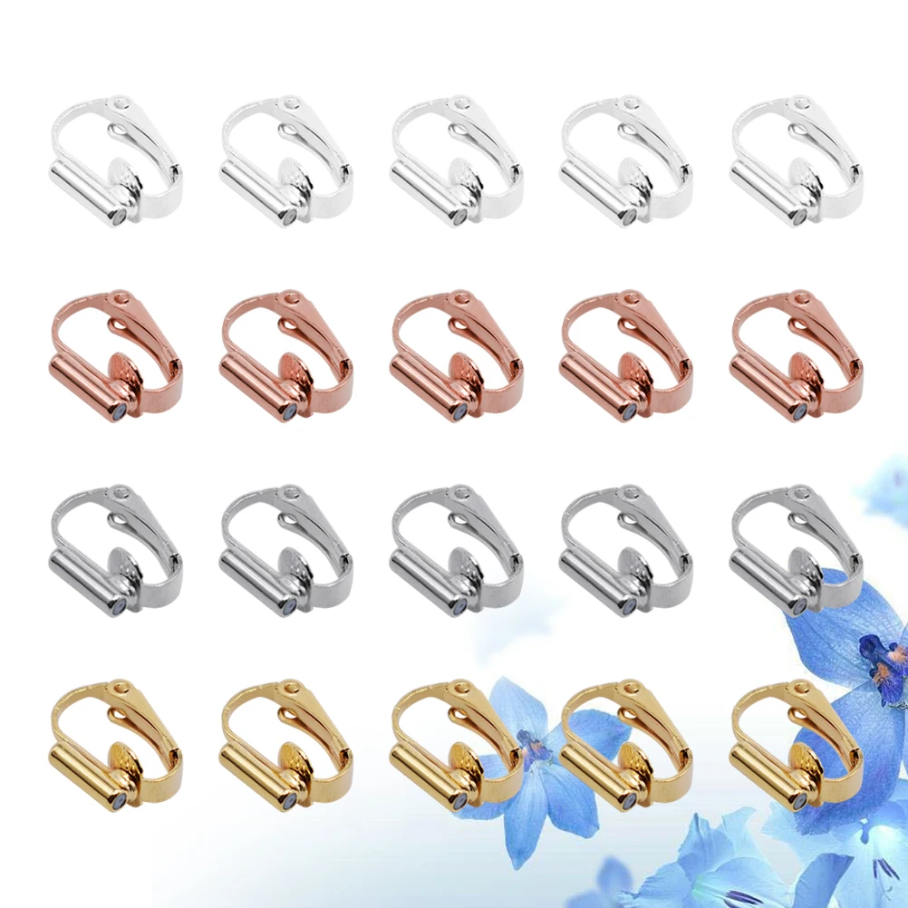 

20 PCS Blank Ear Clip Accessories Earrings for Convertor Golden DIY Clips Converters