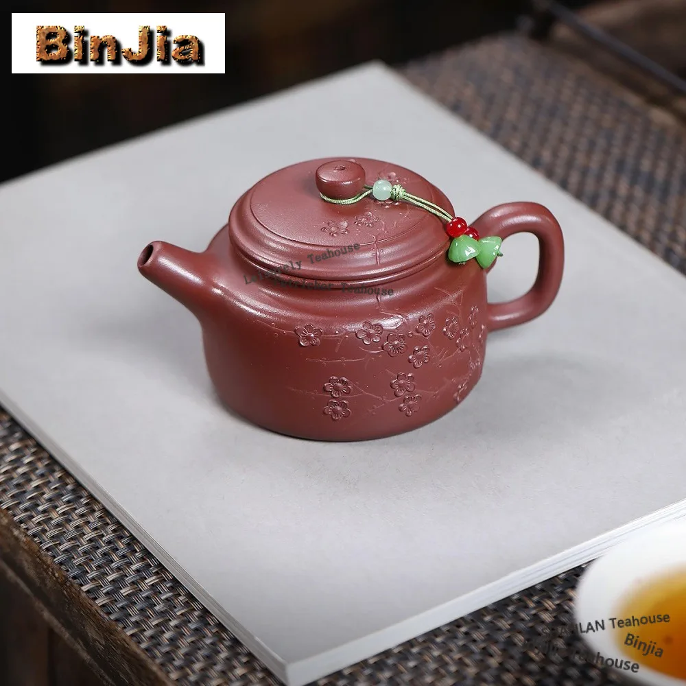 

210 мл Креативные чайники из фиолетовой глины Исин, горшок ручной работы сливового босса, горшок из сырой руды Дракона, кровь, песок, грязевой чайник, чайный сервиз Zisha, ча, подарок