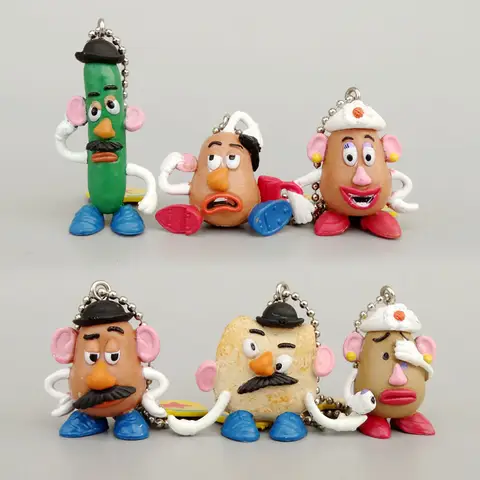 6 pz/set Disney Anime Figure Mr.Potato Testa PVC Modello Carino Portachiavi Ciondolo Collezione Decor Ornamenti Giocattolo Regali per Gli Amici