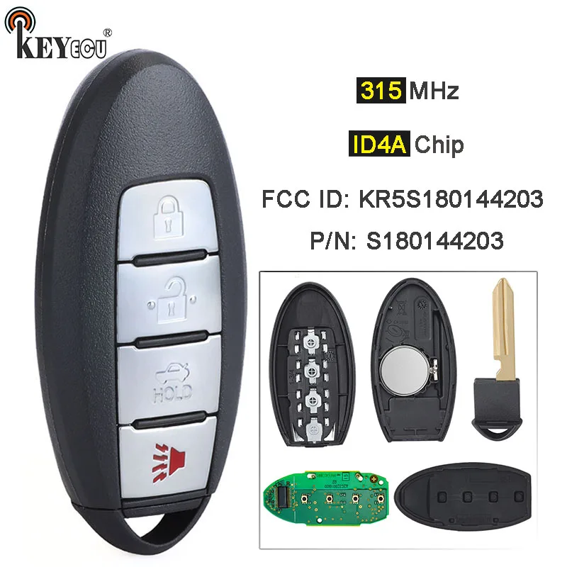 

Чип KEYECU 315 МГц 4A, идентификатор FCC: KR5S180144203 S180144203 285E3-4HD0C, флюоресцентная лампа для Infiniti Q50 2013 2014 2015