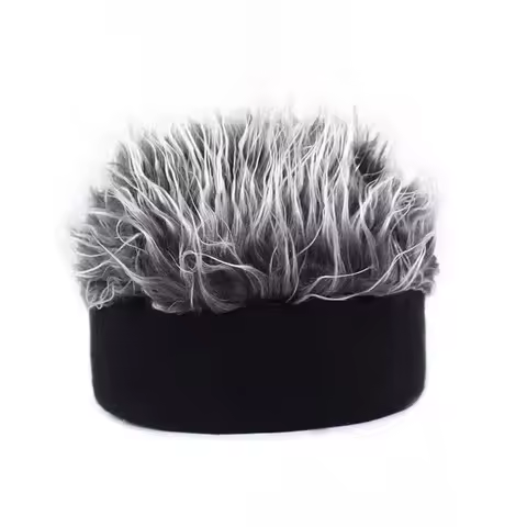 Hot Sale Women Men Creative Wig Hat Funny Short Hair Caps Novelty Street Hip Hop Beanie Hat Spiked Fake Hair Funny Retro Caps